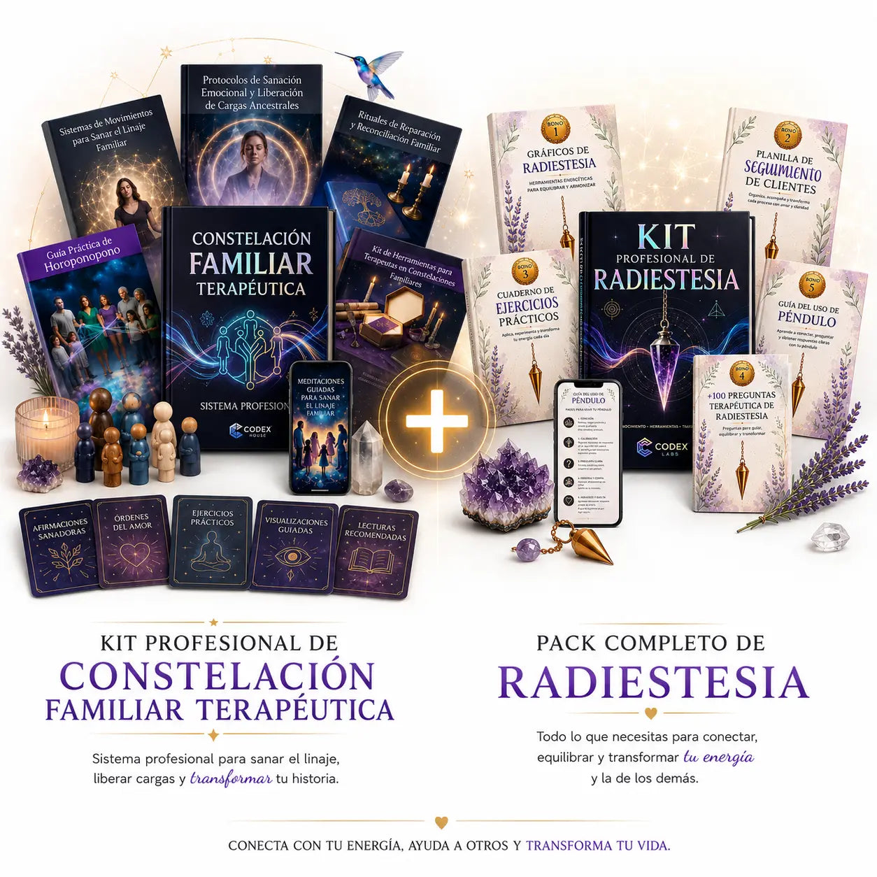 ✨ GUÍA CONSTELACIÓN FAMILIAR + KIT PROFESIONAL DE RADIESTESIA