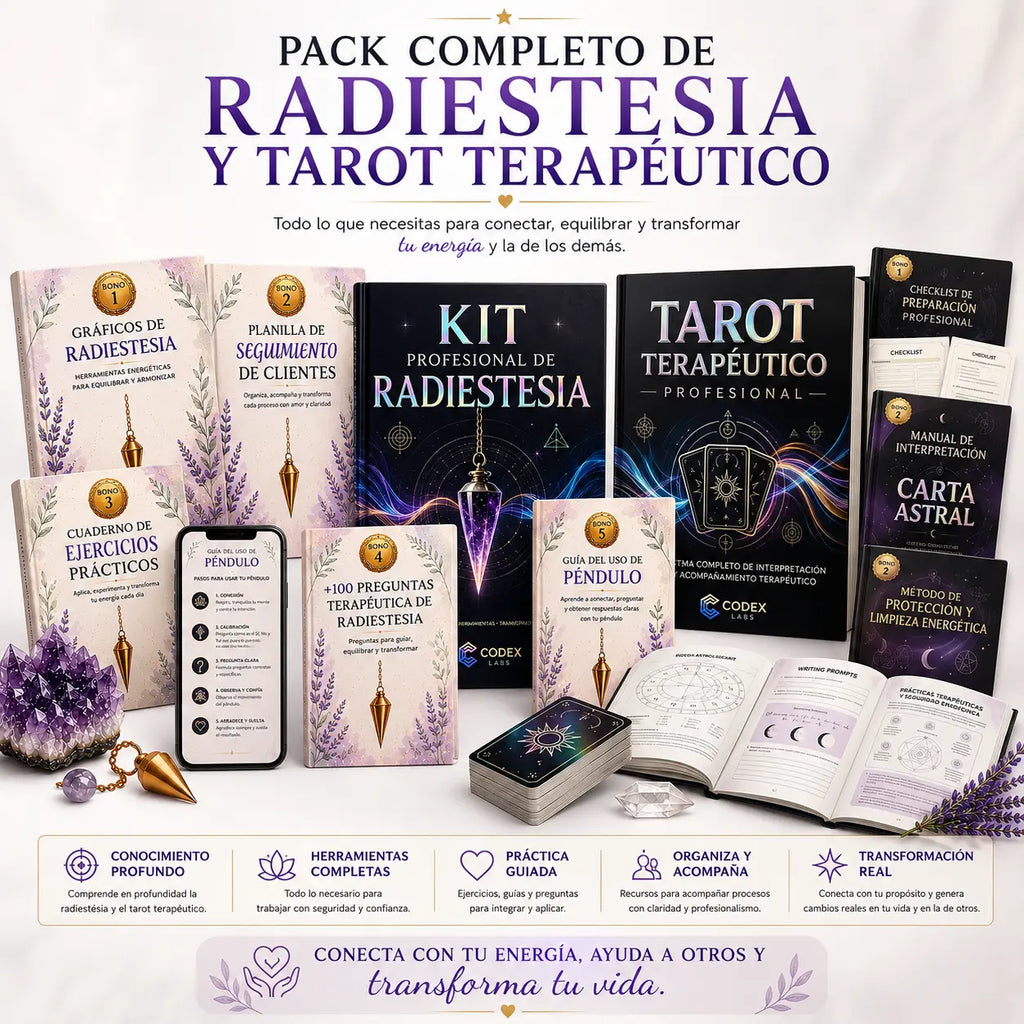 ✨ TAROT TERAPÉUTICO PROFESIONAL + KIT PROFESIONAL DE RADIESTESIA